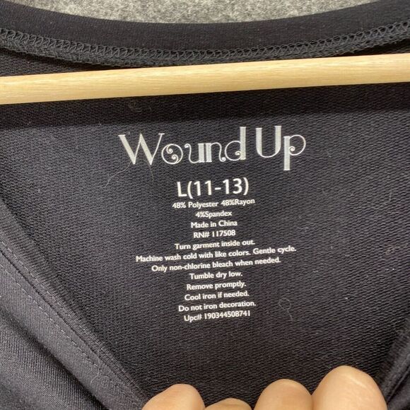 Wound Up Top Women L Large Black Elephant Print Long Sleeve Round Neck Rayon - Picture 5 of 8